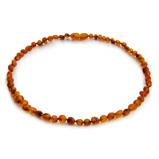 Amber Teething Necklace, Cognac, Unpolished (Raw)