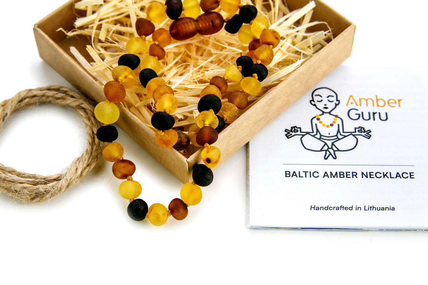 Amber Teething Necklace, Multi, Unpolished (Raw)