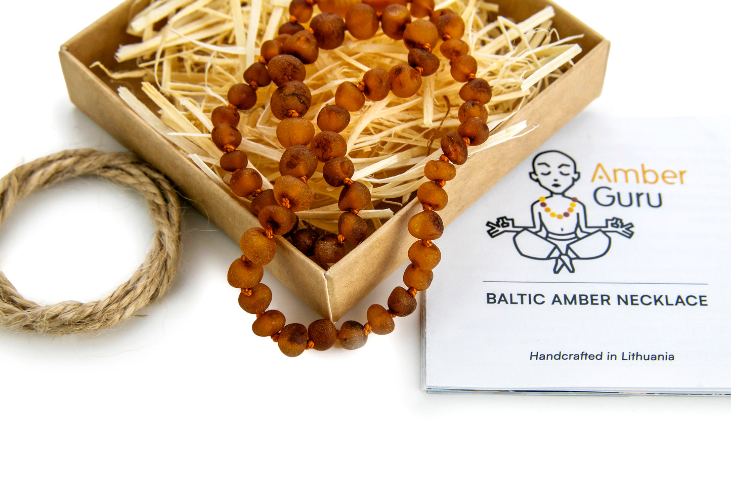 Amber Teething Necklace, Cognac, Unpolished (Raw)