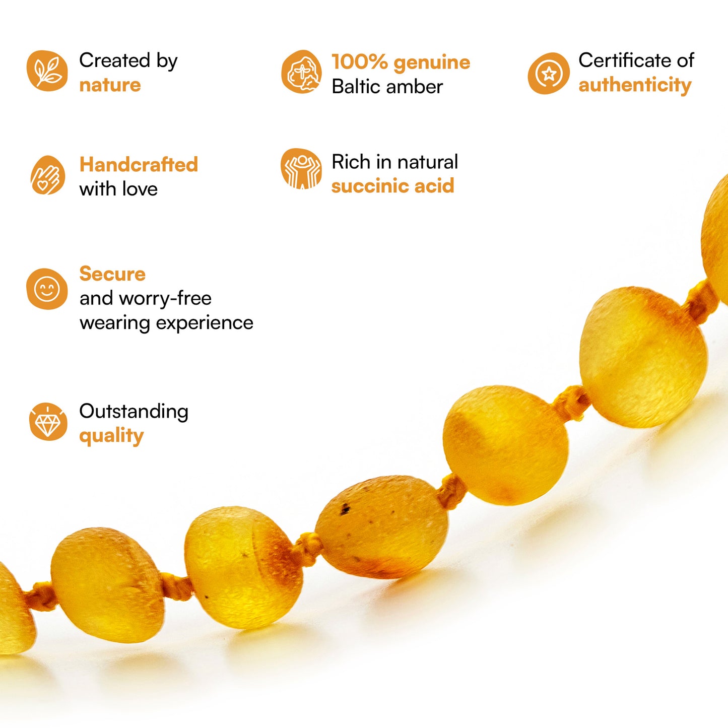 Amber Teething Necklace, Honey, Unpolished (Raw)