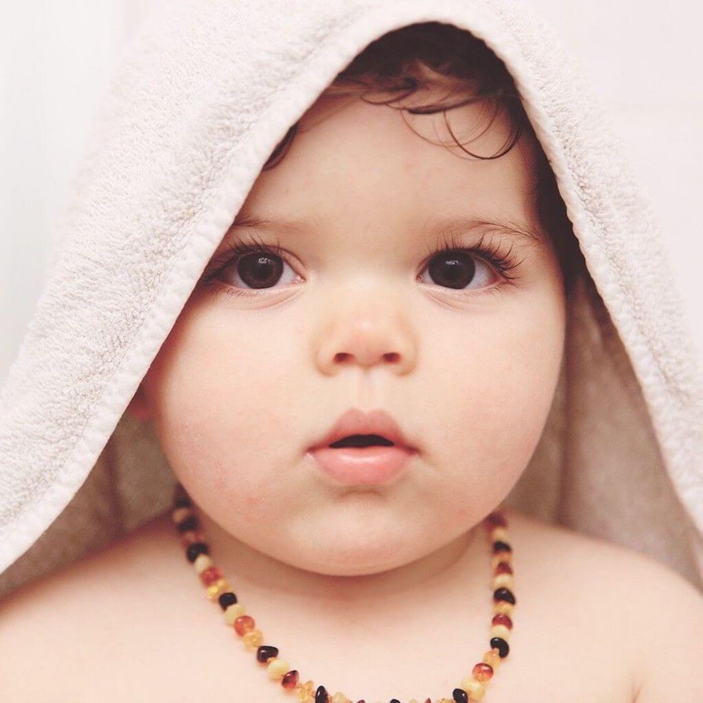 Baby Wearing Premium Polished Multi Amber Teething Necklace from Amber Guru