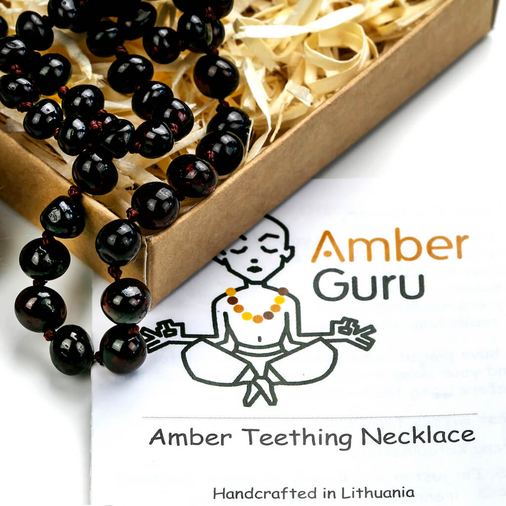 Gift Ready Cherry Polished Baltic Amber Teething Necklace with Certificate of Authenticity, Made by Amber Guru