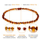 Infographic Showing Features of Amber Guru Cognac Baltic Amber Teething Necklaces with Polished Beads