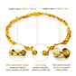 Infographic Showing Features of Amber Guru Honey Baltic Amber Teething Necklaces with Polished Beads