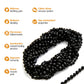 Infographic with a Bunch of Necklaces Showing Benefits of Amber Guru Black Baltic Amber Teething Necklaces with Raw/Unpolished Beads